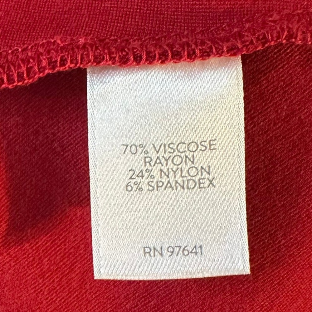 J Jill Ponte Knit Dress Red 3/4 Sleeve Flounce Hem Corporate Holiday‎ Size Large - Picture 4 of 6